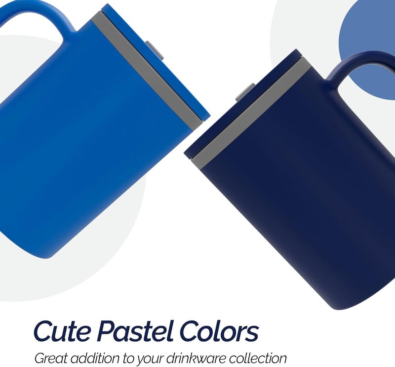 Copco Iconic 16oz Double Wall Insulated Desk Mug with Lid and Handle, Set of 2, BPA-Free Reusable Plastic, Spill-Proof, Microwave & Dishwasher Safe, Wide Mouth, Cup Holder Friendly (Navy/Blue) - Image 4